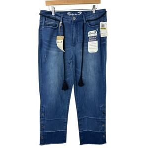 Seven7 Limited Edition High Rise Stovepipe Straight Jeans Button Edge Blue 14